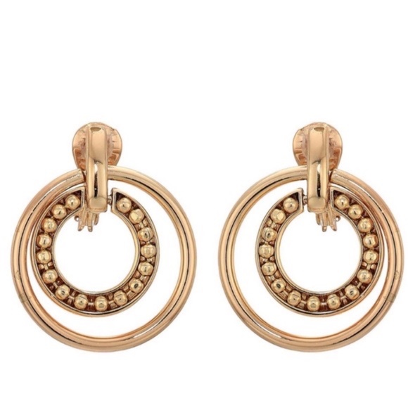 NEW Lauren Ralph Lauren Door Knocker Clip Earrings GOLD TONE NWT - Picture 1 of 4